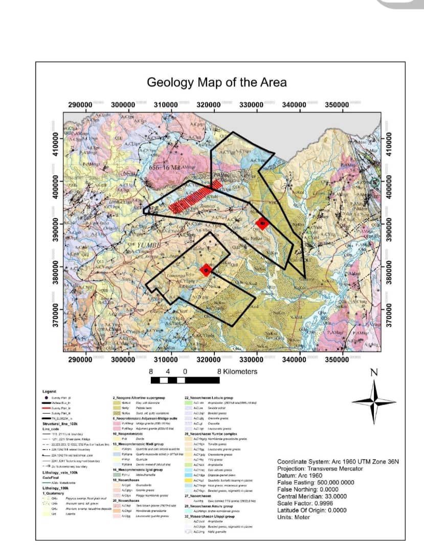 Geology Map of the Area - Yumbe, Uganda